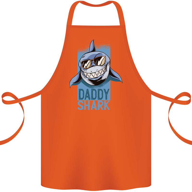 Daddy Shark Funny Father's Day Cotton Apron 100% Organic Orange
