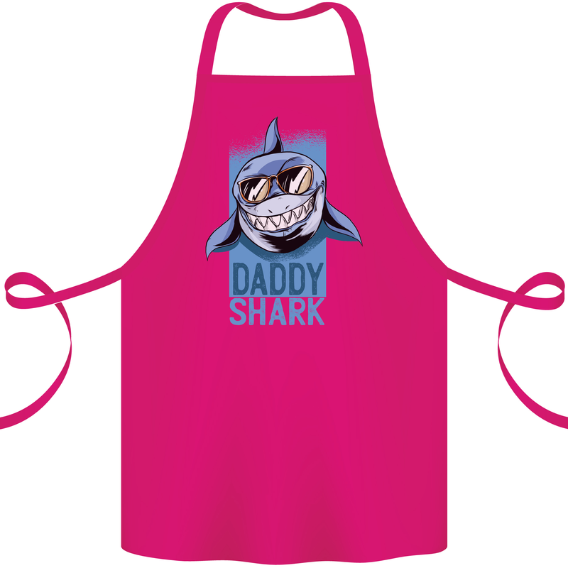 Daddy Shark Funny Father's Day Cotton Apron 100% Organic Pink