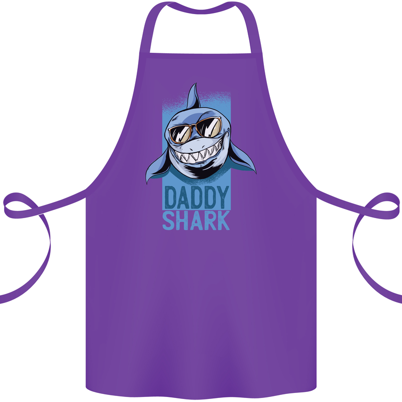 Daddy Shark Funny Father's Day Cotton Apron 100% Organic Purple