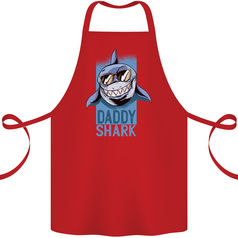 Daddy Shark Funny Father's Day Cotton Apron 100% Organic Red