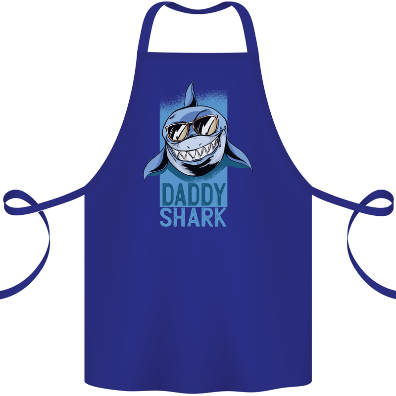 Daddy Shark Funny Father's Day Cotton Apron 100% Organic Royal Blue