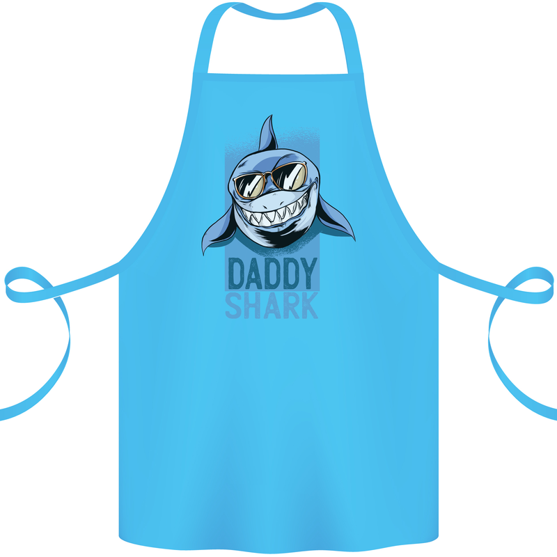 Daddy Shark Funny Father's Day Cotton Apron 100% Organic Turquoise
