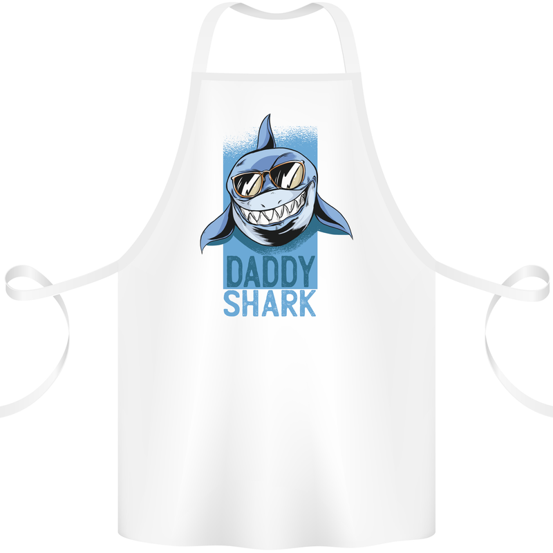 Daddy Shark Funny Father's Day Cotton Apron 100% Organic White