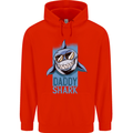 Daddy Shark Funny Father's Day Mens 80% Cotton Hoodie Bright Red