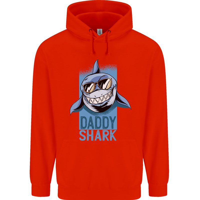 Daddy Shark Funny Father's Day Mens 80% Cotton Hoodie Bright Red