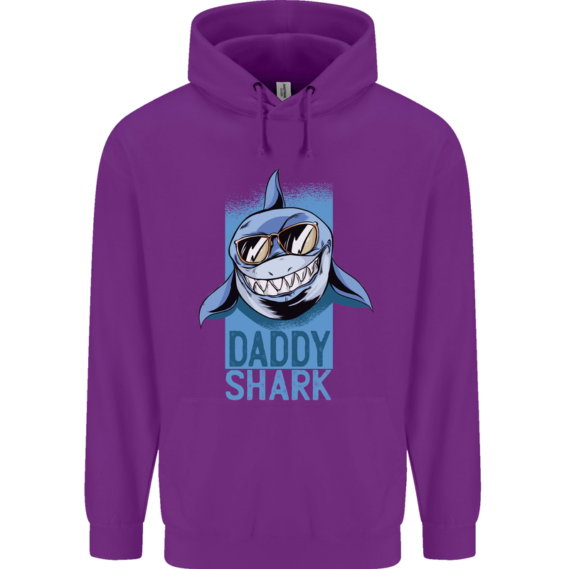 Daddy Shark Funny Father's Day Mens 80% Cotton Hoodie Purple