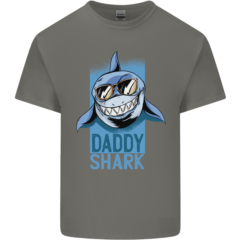 Daddy Shark Funny Father's Day Mens Cotton T-Shirt Tee Top Charcoal