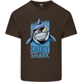 Daddy Shark Funny Father's Day Mens Cotton T-Shirt Tee Top Dark Chocolate