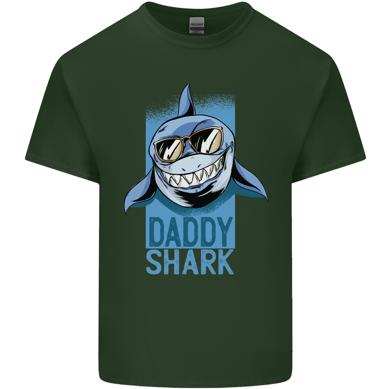 Daddy Shark Funny Father's Day Mens Cotton T-Shirt Tee Top Forest Green