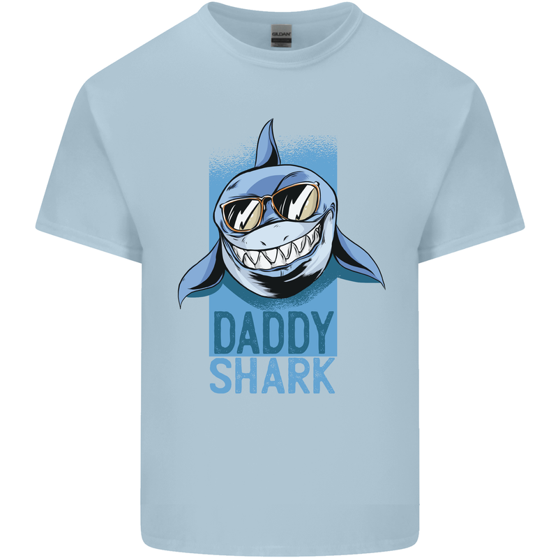 Daddy Shark Funny Father's Day Mens Cotton T-Shirt Tee Top Light Blue