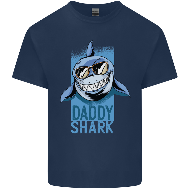 Daddy Shark Funny Father's Day Mens Cotton T-Shirt Tee Top Navy Blue