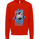 Daddy Shark Funny Father's Day Mens Sweatshirt Jumper Bright Red