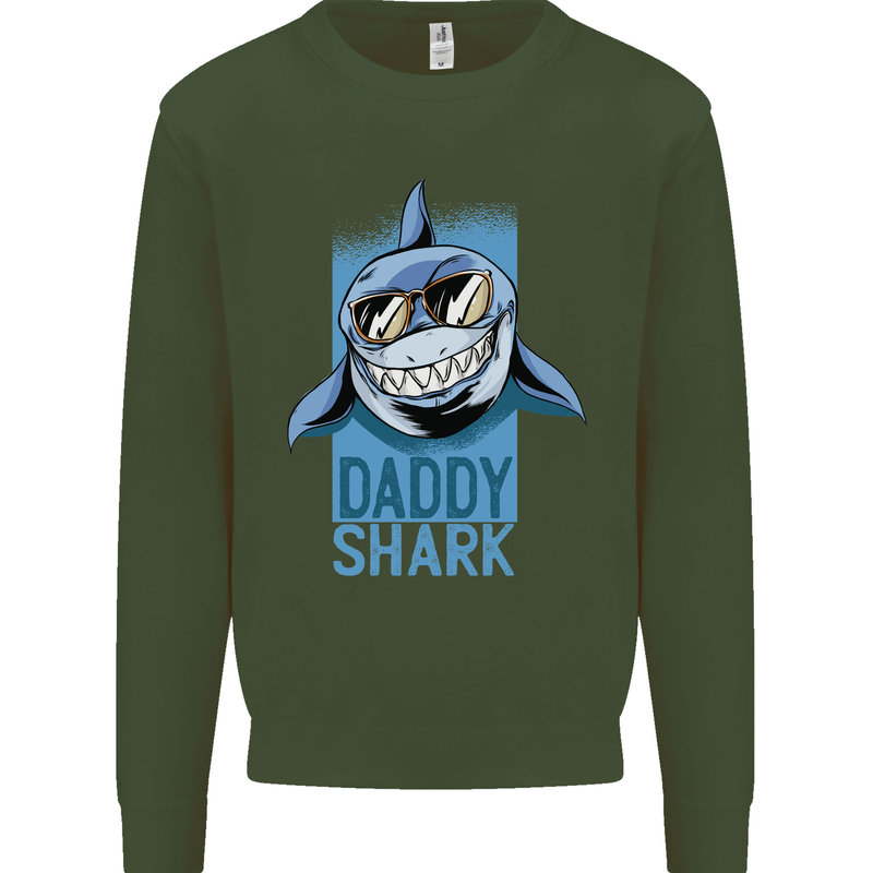 Daddy Shark Funny Father's Day Mens Sweatshirt Jumper Forest Green