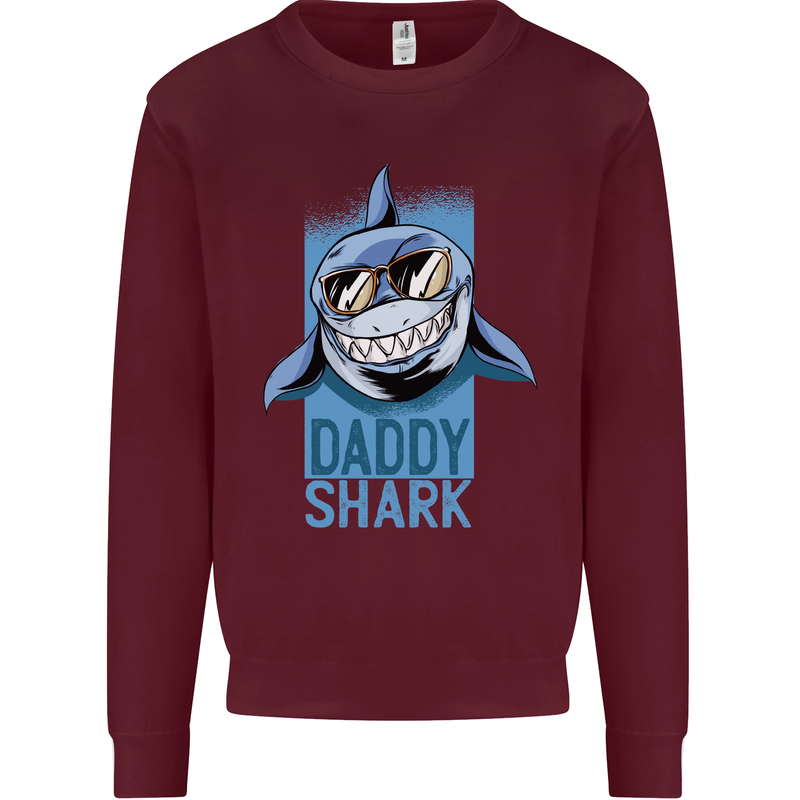 Daddy Shark Funny Father's Day Mens Sweatshirt Jumper Maroon