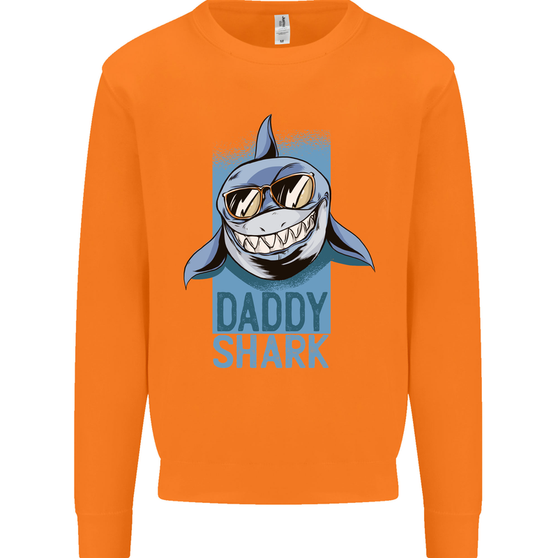 Daddy Shark Funny Father's Day Mens Sweatshirt Jumper Orange