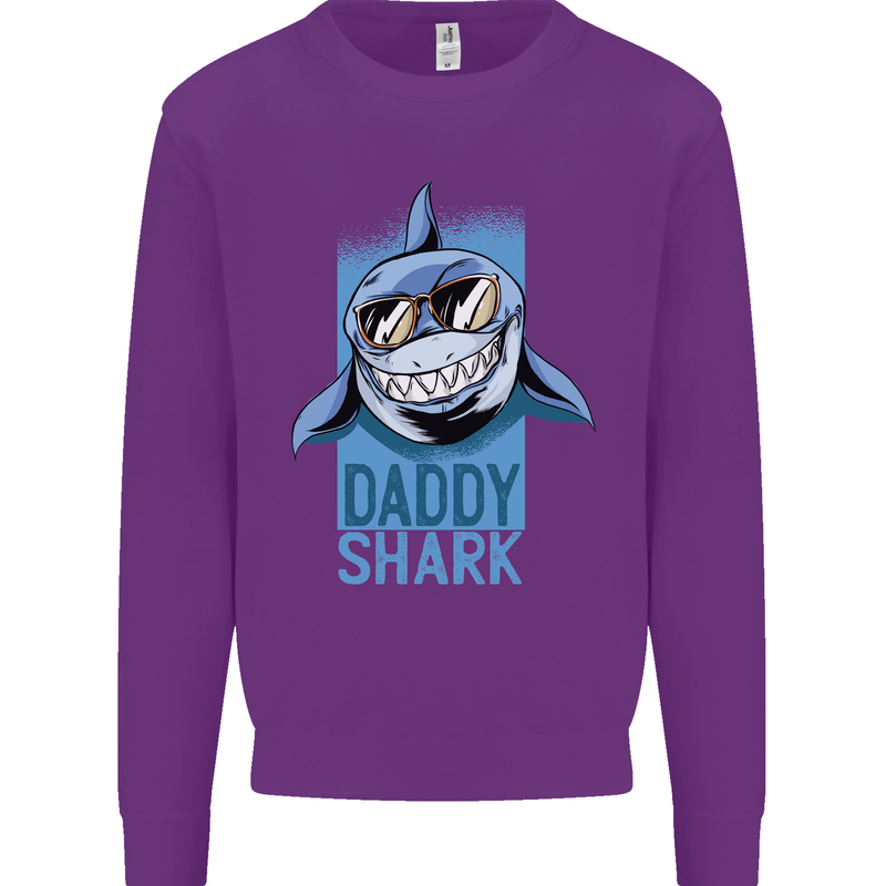 Daddy Shark Funny Father's Day Mens Sweatshirt Jumper Purple