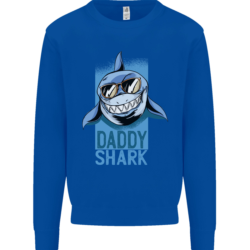 Daddy Shark Funny Father's Day Mens Sweatshirt Jumper Royal Blue