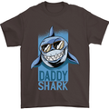 Daddy Shark Funny Father's Day Mens T-Shirt Cotton Gildan Dark Chocolate