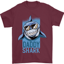Daddy Shark Funny Father's Day Mens T-Shirt Cotton Gildan Maroon