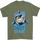 Daddy Shark Funny Father's Day Mens T-Shirt Cotton Gildan Military Green