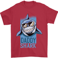 Daddy Shark Funny Father's Day Mens T-Shirt Cotton Gildan Red