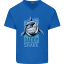 Daddy Shark Funny Father's Day Mens V-Neck Cotton T-Shirt Royal Blue