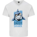 Daddy Shark Funny Father's Day Mens V-Neck Cotton T-Shirt White