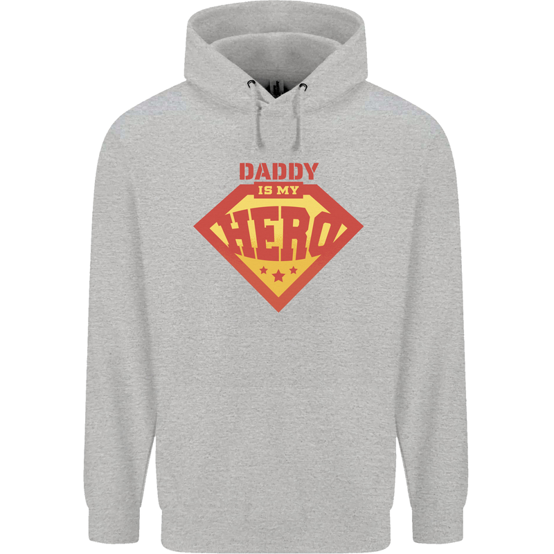 Daddy  My Hero Funny Fathers Day Superhero Childrens Kids Hoodie Sports Grey