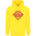 Daddy  My Hero Funny Fathers Day Superhero Childrens Kids Hoodie Yellow