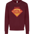 Daddy  My Hero Funny Fathers Day Superhero Kids Sweatshirt Jumper Maroon