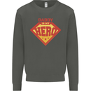 Daddy  My Hero Funny Fathers Day Superhero Kids Sweatshirt Jumper Storm Grey