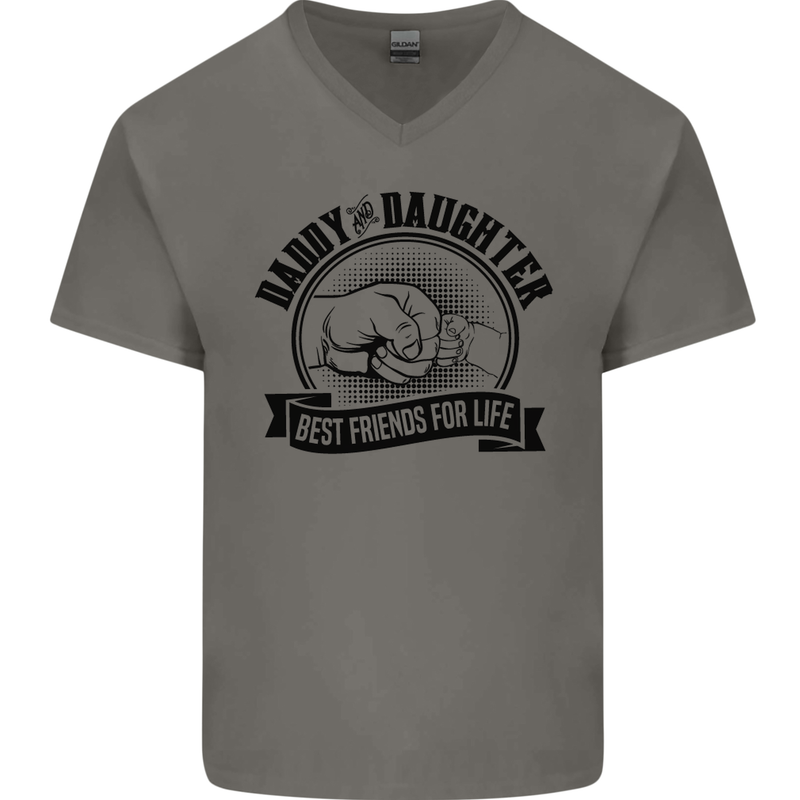 Daddy & Daughter Best Friends Father's Day Mens V-Neck Cotton T-Shirt Charcoal