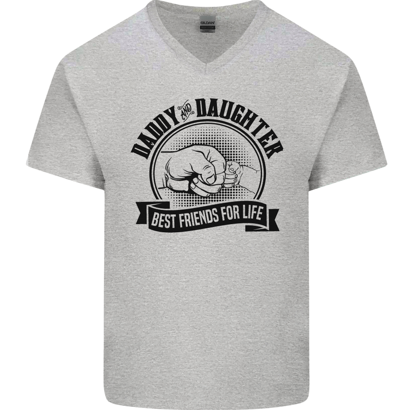 Daddy & Daughter Best Friends Father's Day Mens V-Neck Cotton T-Shirt Sports Grey