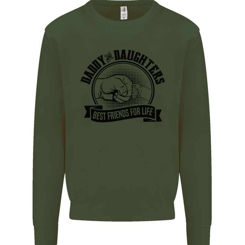 Daddy & Daughters Best Friends Father's Day Kids Sweatshirt Jumper Forest Green