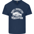 Daddy & Daughters Best Friends Father's Day Mens V-Neck Cotton T-Shirt Navy Blue