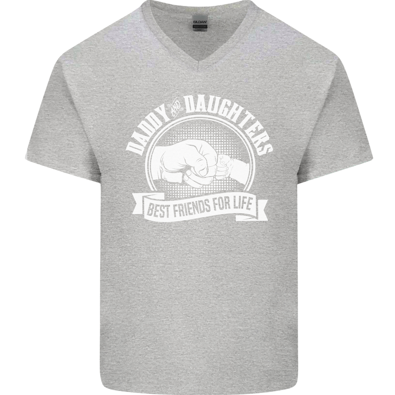 Daddy & Daughters Best Friends Father's Day Mens V-Neck Cotton T-Shirt Sports Grey