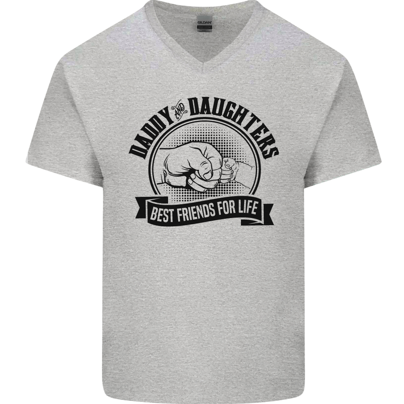 Daddy & Daughters Best Friends Father's Day Mens V-Neck Cotton T-Shirt Sports Grey