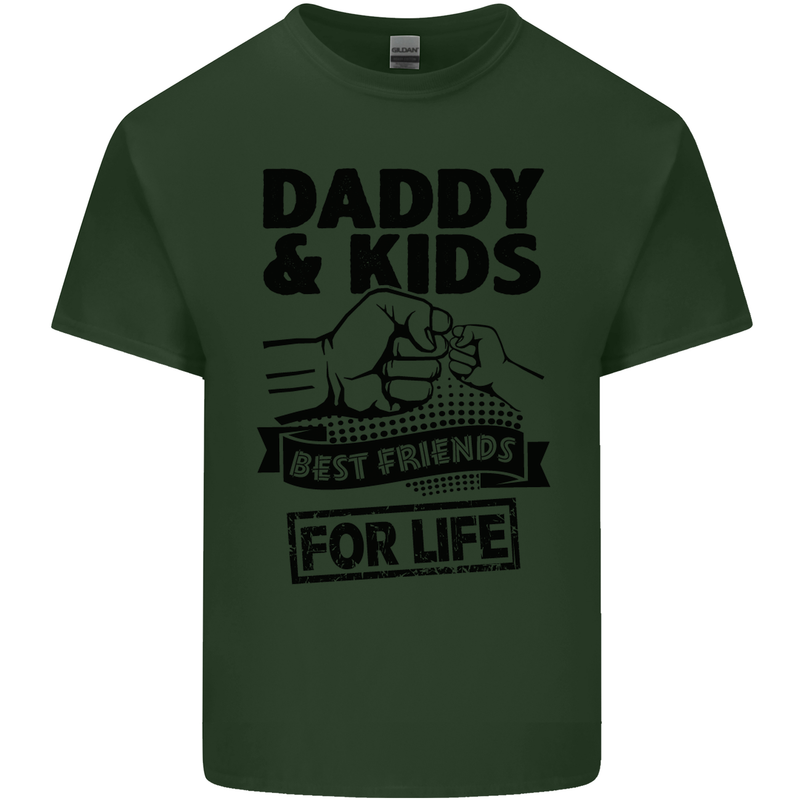 Daddy & Kids Best Friends Father's Day Mens Cotton T-Shirt Tee Top Forest Green
