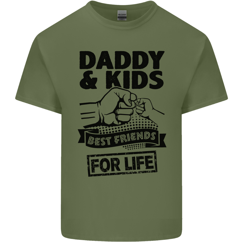 Daddy & Kids Best Friends Father's Day Mens Cotton T-Shirt Tee Top Military Green