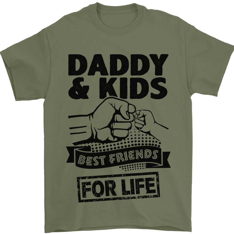Daddy & Kids Best Friends Father's Day Mens T-Shirt Cotton Gildan Military Green