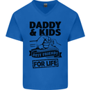 Daddy & Kids Best Friends Father's Day Mens V-Neck Cotton T-Shirt Royal Blue