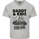 Daddy & Kids Best Friends Father's Day Mens V-Neck Cotton T-Shirt Sports Grey