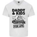 Daddy & Kids Best Friends Father's Day Mens V-Neck Cotton T-Shirt White