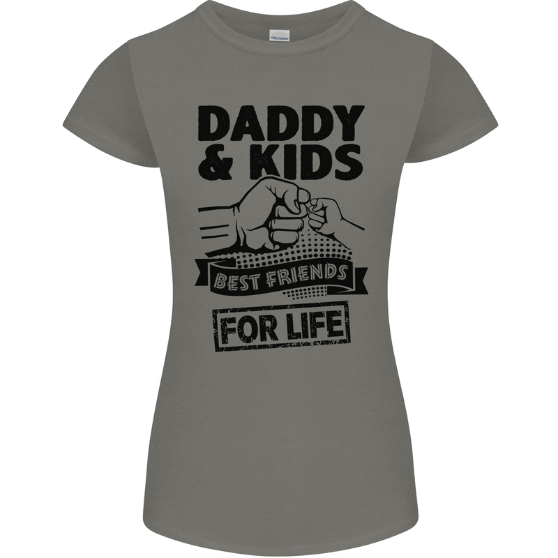 Daddy & Kids Best Friends Father's Day Womens Petite Cut T-Shirt Charcoal