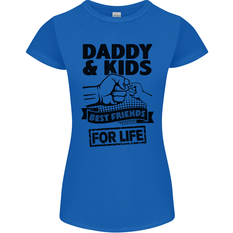 Daddy & Kids Best Friends Father's Day Womens Petite Cut T-Shirt Royal Blue