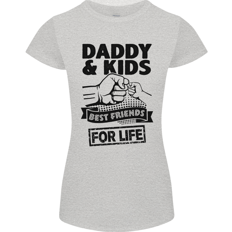 Daddy & Kids Best Friends Father's Day Womens Petite Cut T-Shirt Sports Grey