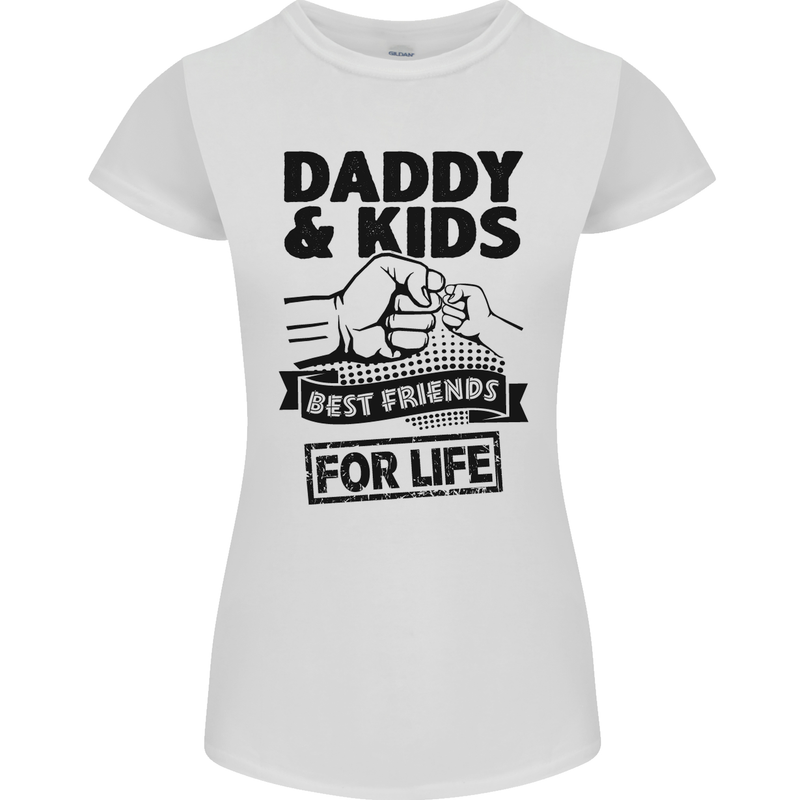 Daddy & Kids Best Friends Father's Day Womens Petite Cut T-Shirt White