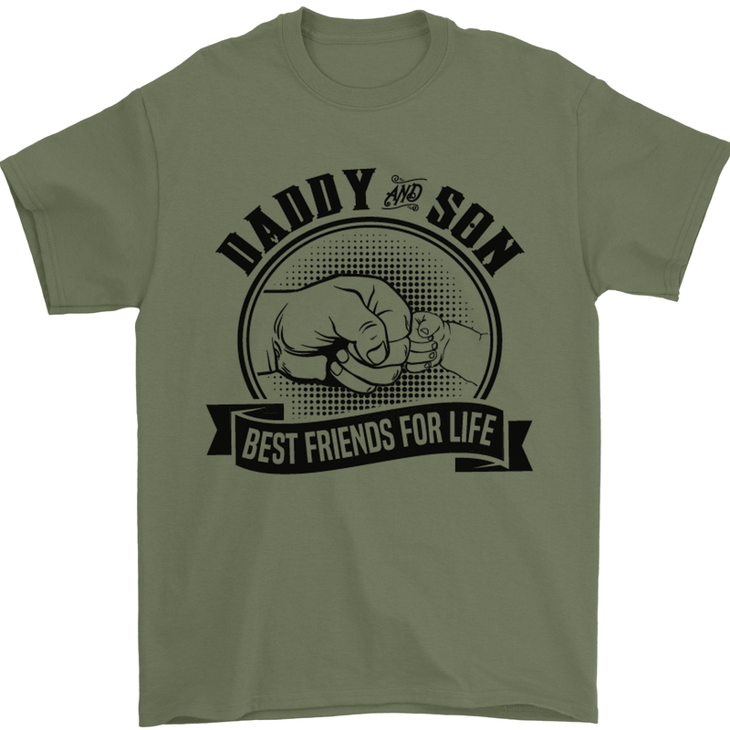 Daddy & Son Best FriendsFather's Day Mens T-Shirt Cotton Gildan Military Green