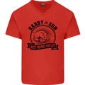 Daddy & Son Best FriendsFather's Day Mens V-Neck Cotton T-Shirt Red