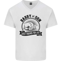 Daddy & Son Best FriendsFather's Day Mens V-Neck Cotton T-Shirt White